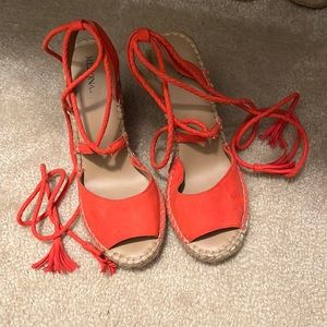 Merona Coral Lace-up Espadrille wedges size-8